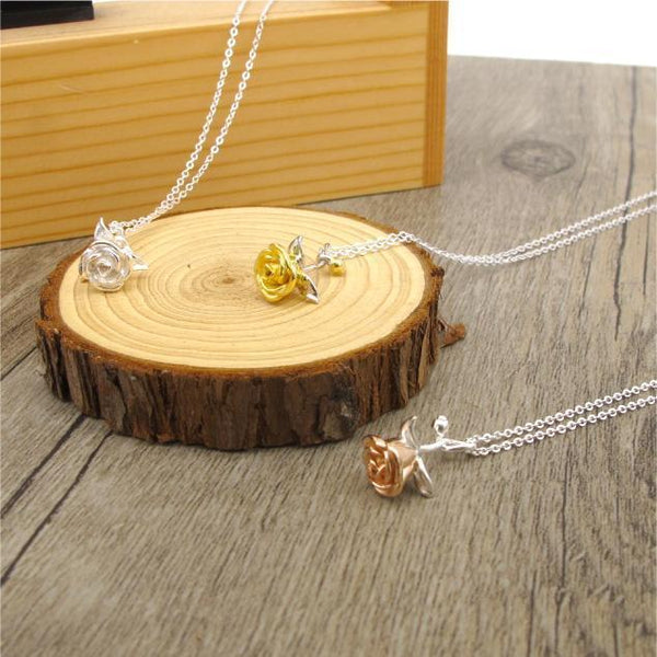 925 Silver Rose Necklace (Various Colors)