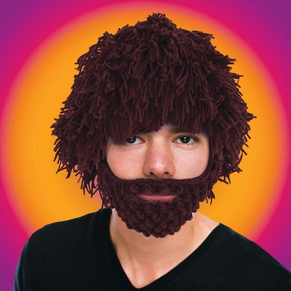 Afro Hair and Beard Knitted Beanie (Various Colors)