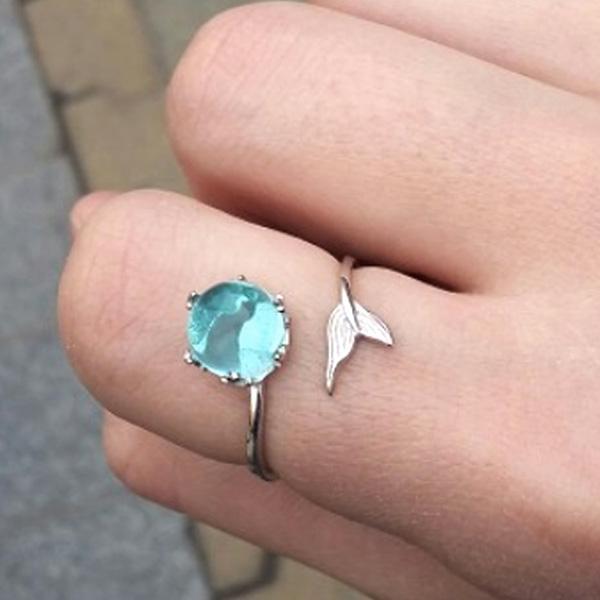 Blue Crystal 925 Silver Mermaid Ring