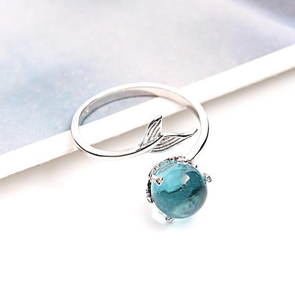 Blue Crystal 925 Silver Mermaid Ring