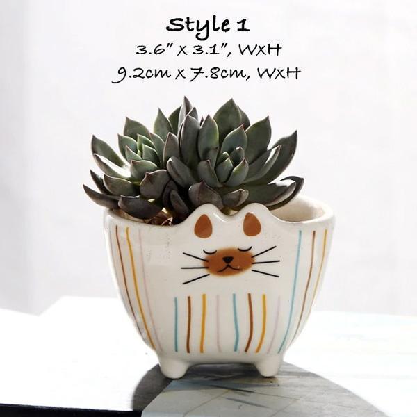 Cat Ceramic Flower Pot Terrarium (Various Designs)