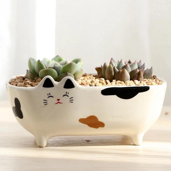 Cat Ceramic Flower Pot Terrarium (Various Designs)