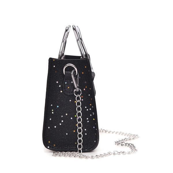 Cat Handle Glittery Shoulder Bag With Clutch (Various Colors)