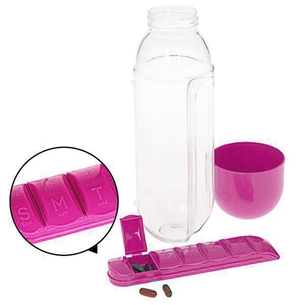Daily Pill Organizer Water Bottle (Various Colors)