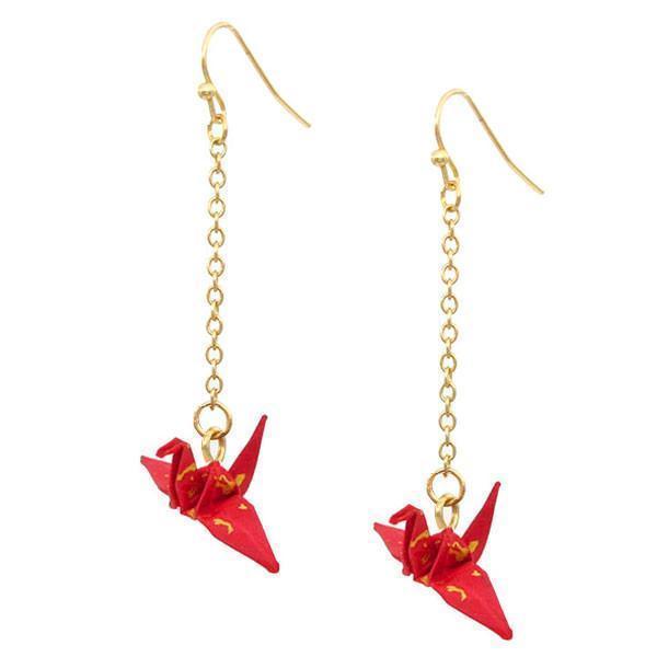 Dangling Origami Crane Earrings (Various Colors)
