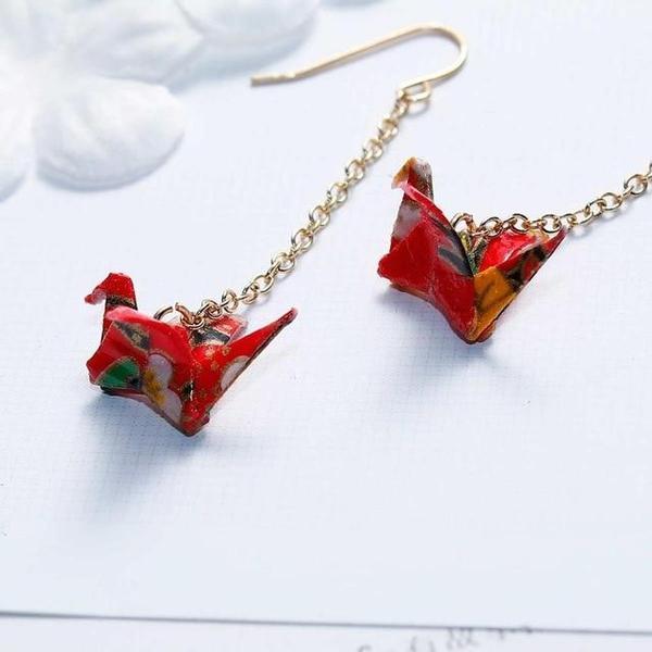 Dangling Origami Crane Earrings (Various Colors)