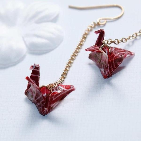 Dangling Origami Crane Earrings (Various Colors)