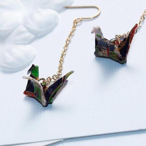 Dangling Origami Crane Earrings (Various Colors)