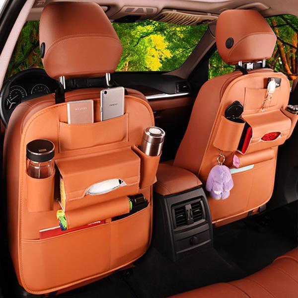 Faux Leather Car Back Seat Organizer (Various Colors)
