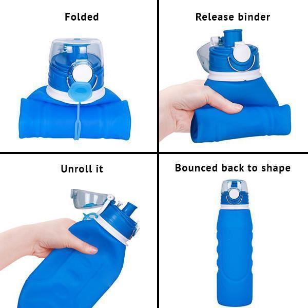 Foldable Silicone Water Bottle (Various Colors)