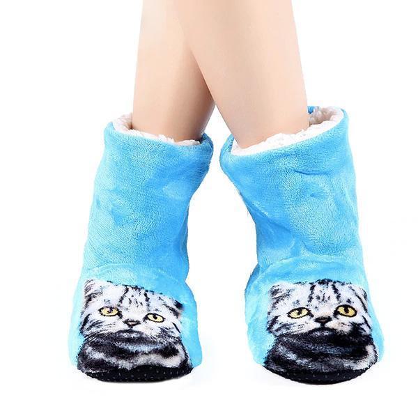 Furry Cat Indoor Booties (Various Colors)