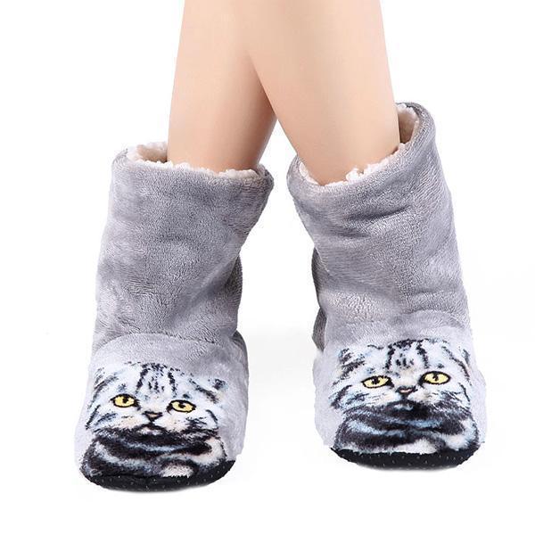 Furry Cat Indoor Booties (Various Colors)