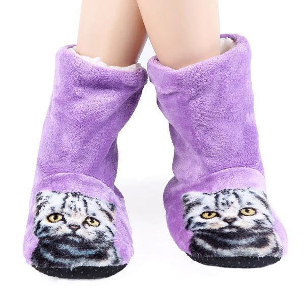 Furry Cat Indoor Booties (Various Colors)