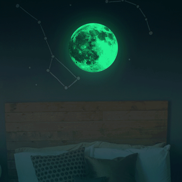 Large Glow In Dark Moon Wall Sticker (Various Colors)