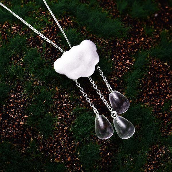 Gemstone Raindrop Cloud Necklace (Various Gems)