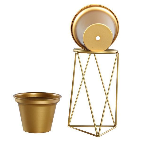 Geometric Iron Flower Pot and Stand (Various Sizes)