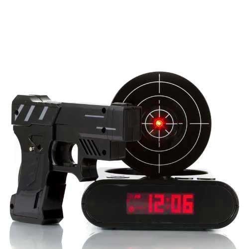 Gun And Target Recordable Alarm Clock (Various Colors)