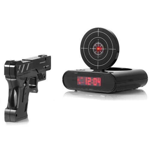 Gun And Target Recordable Alarm Clock (Various Colors)