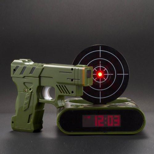 Gun And Target Recordable Alarm Clock (Various Colors)