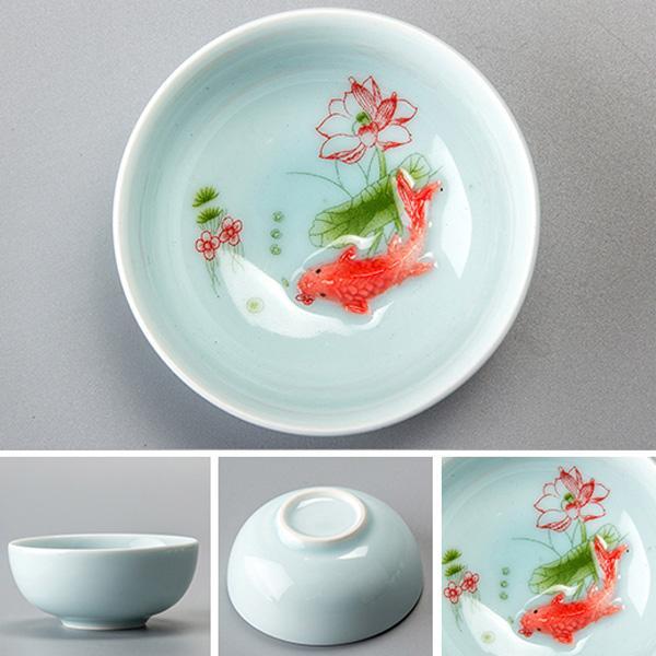 Koi Fish Porcelain Teacup (Various Colors & Sizes)