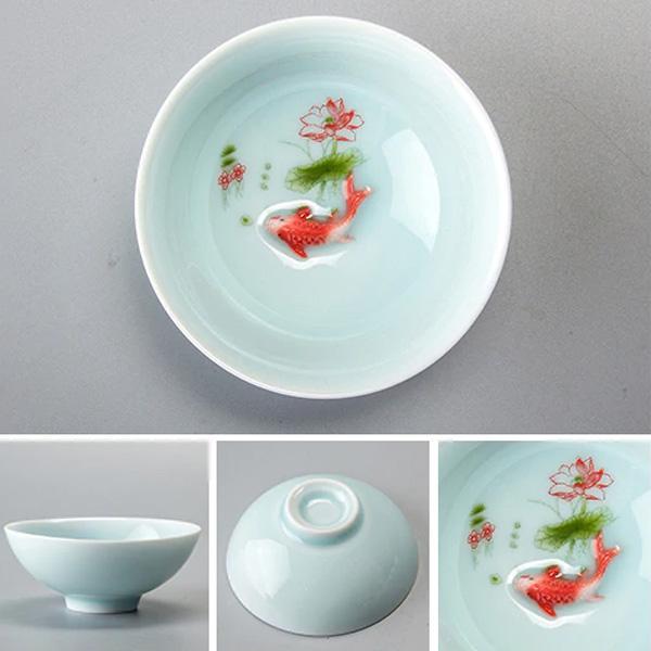 Koi Fish Porcelain Teacup (Various Colors & Sizes)