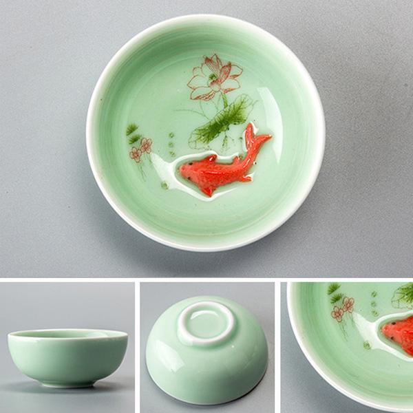 Koi Fish Porcelain Teacup (Various Colors & Sizes)