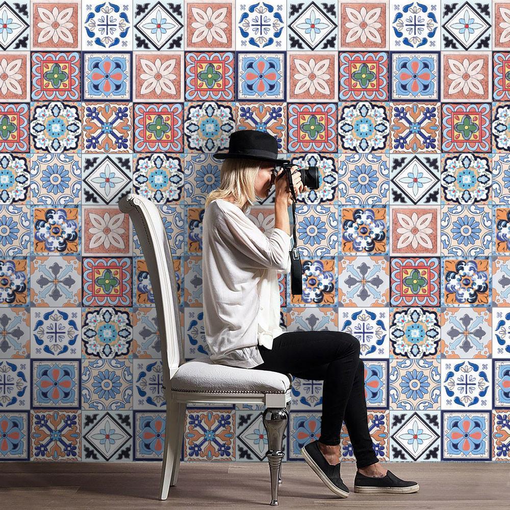 Mediterranean Waterproof Wall Floor Tile Stickers (Set of 25)