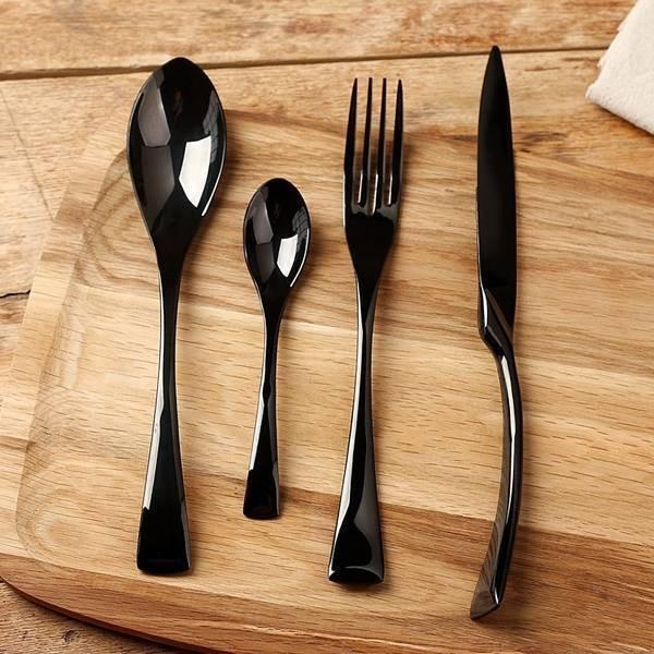 Onyx Jet Black Silverware Set