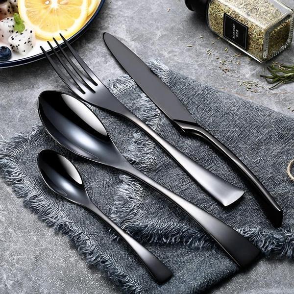 Onyx Jet Black Silverware Set