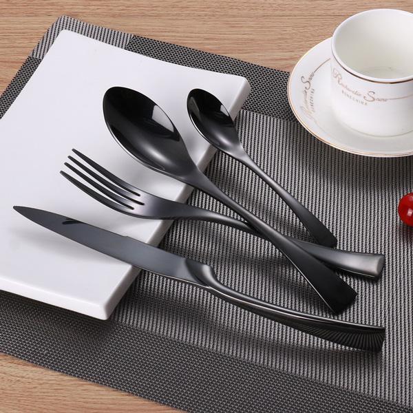 Onyx Jet Black Silverware Set