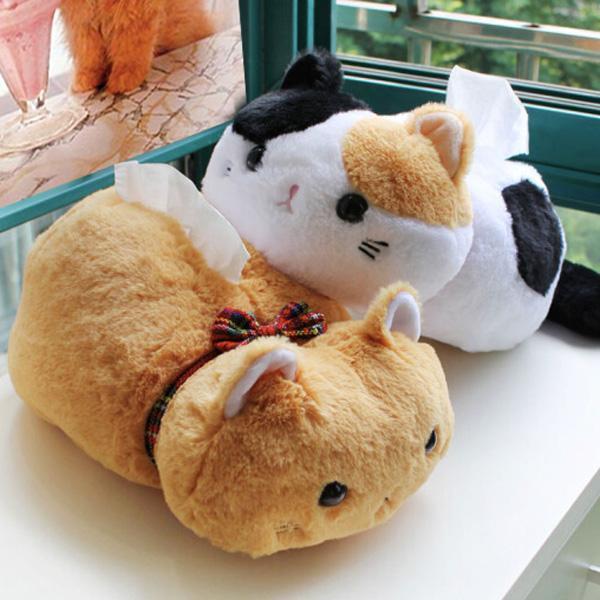 Plush Cat Tissue Box Cover (Various Designs)