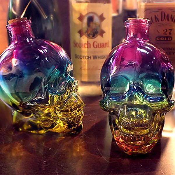 Rainbow Skull Glass Decanter
