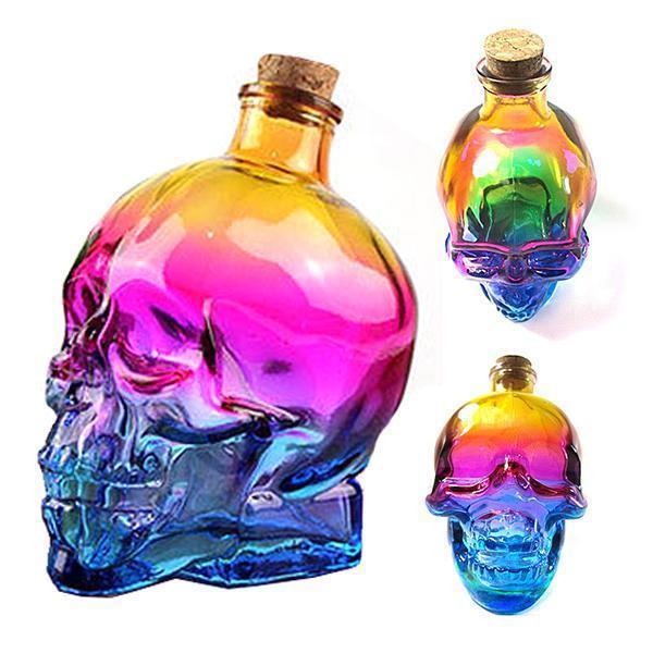 Rainbow Skull Glass Decanter