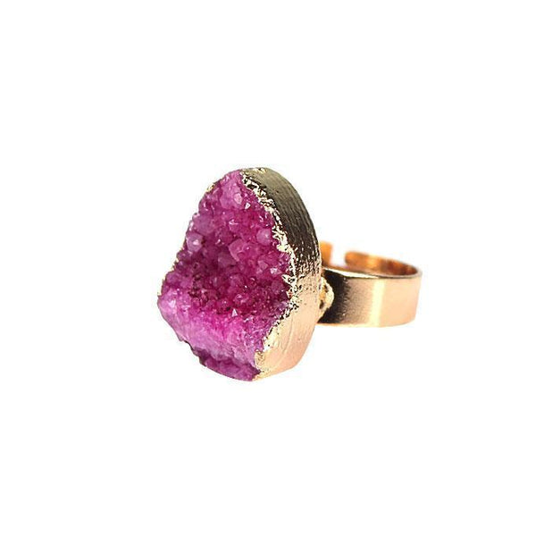 Raw Crystal Gold Plated Ring (Various Stones)