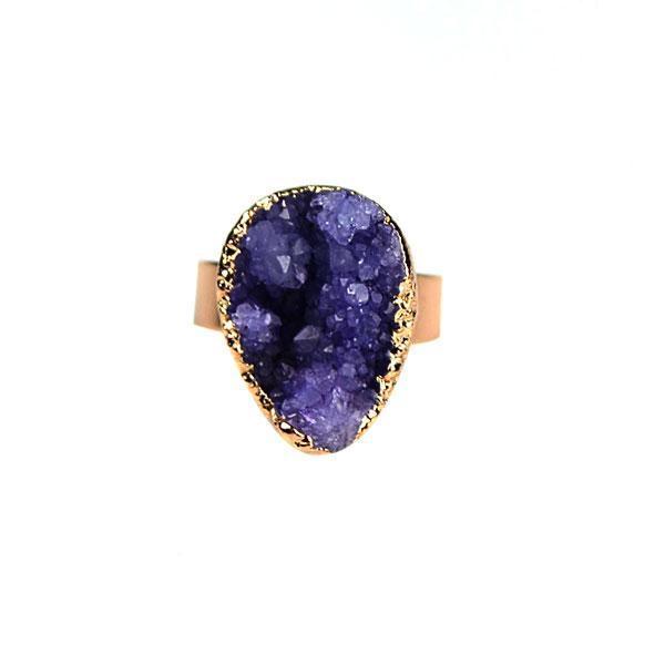 Raw Crystal Gold Plated Ring (Various Stones)