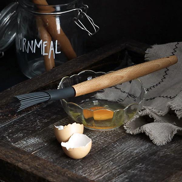 Rustic Black Kitchen Utensils with Wooden Handles (Set of 9)
