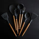 Rustic Black Kitchen Utensils with Wooden Handles (Set of 9)