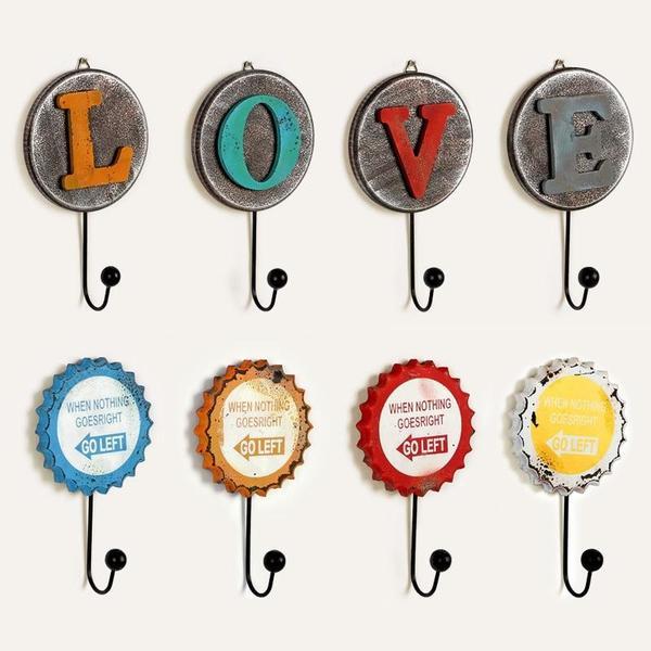 Rustic Flower and Letter Iron Hooks (Various Designs)