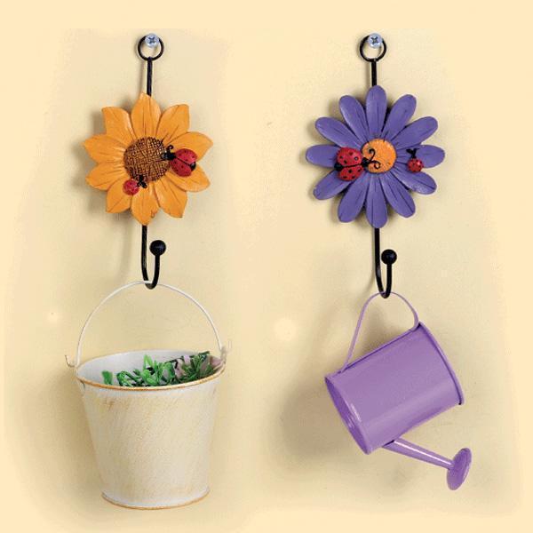 Rustic Flower and Letter Iron Hooks (Various Designs)