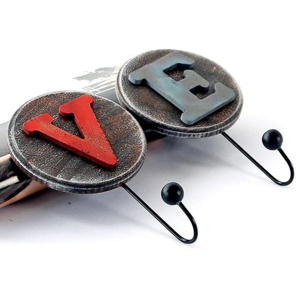 Rustic Flower and Letter Iron Hooks (Various Designs)