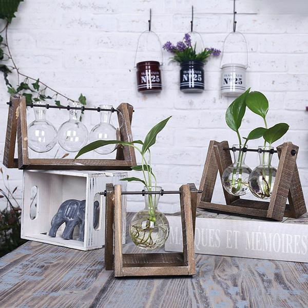 Rustic Plant Terrarium with Wooden Stand (Various Sizes)