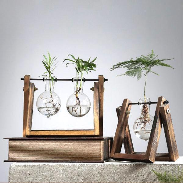 Rustic Plant Terrarium with Wooden Stand (Various Sizes)