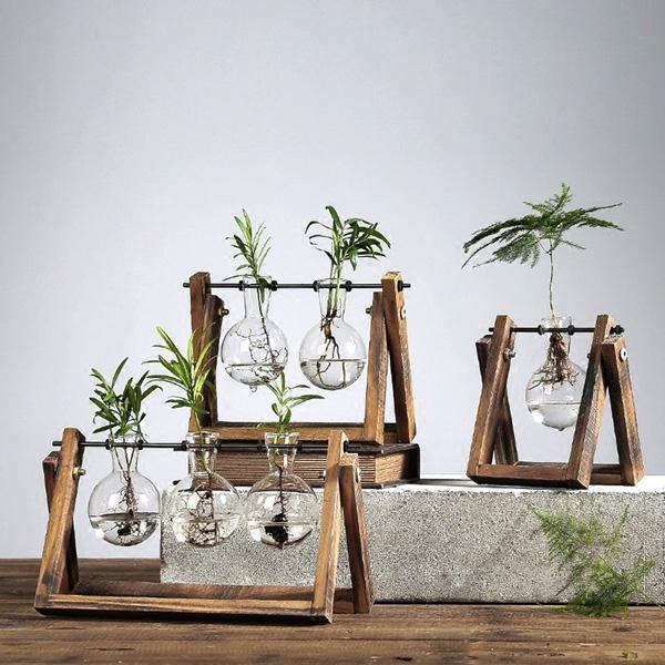 Rustic Plant Terrarium with Wooden Stand (Various Sizes)