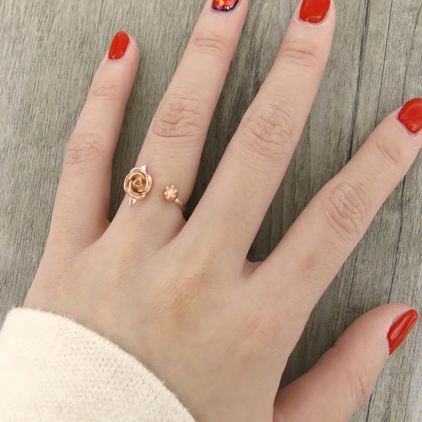 Sterling Silver Adjustable Rose Ring (Various Colors)