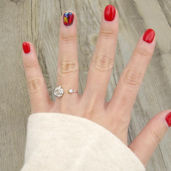 Sterling Silver Adjustable Rose Ring (Various Colors)