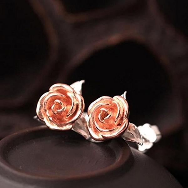 Sterling Silver Rose Earrings (Various Colors)