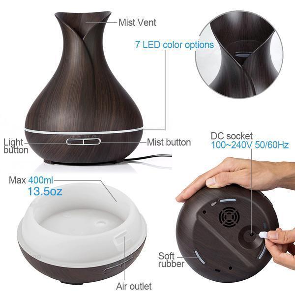 Ultrasonic Essential Oil Diffuser Humidifier (Various Colors)