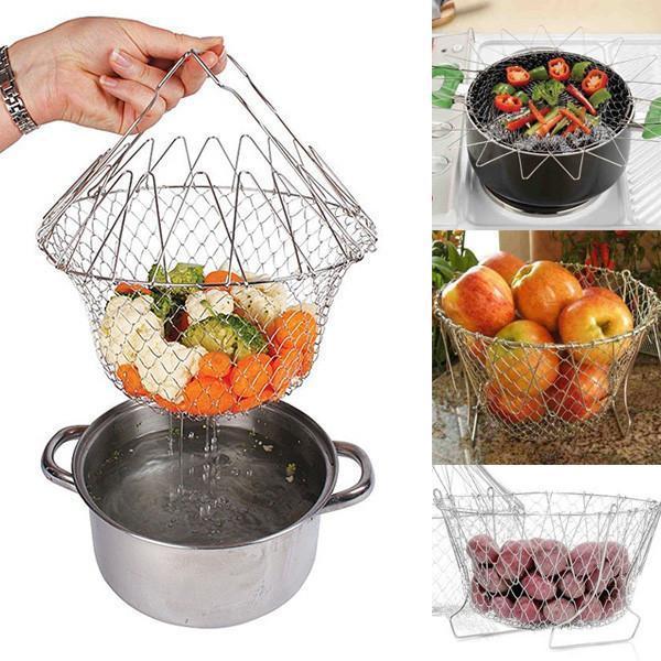 12-in-1 Flexible Kitchen Basket Stainless Steel