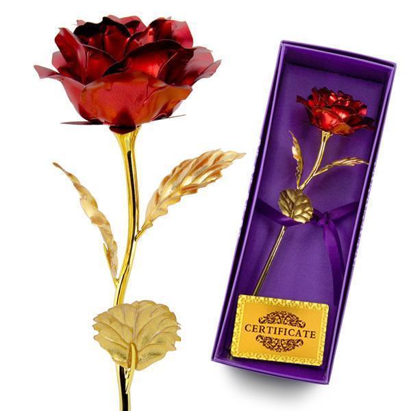 24K Gold Foil Rose With Box (Various Colors)