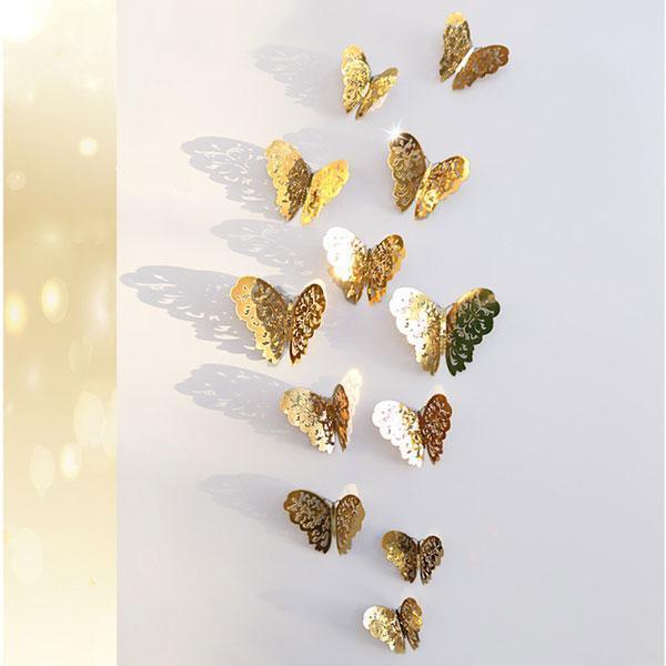 3D Metallic Butterfly Wall Stickers (Set of 12)